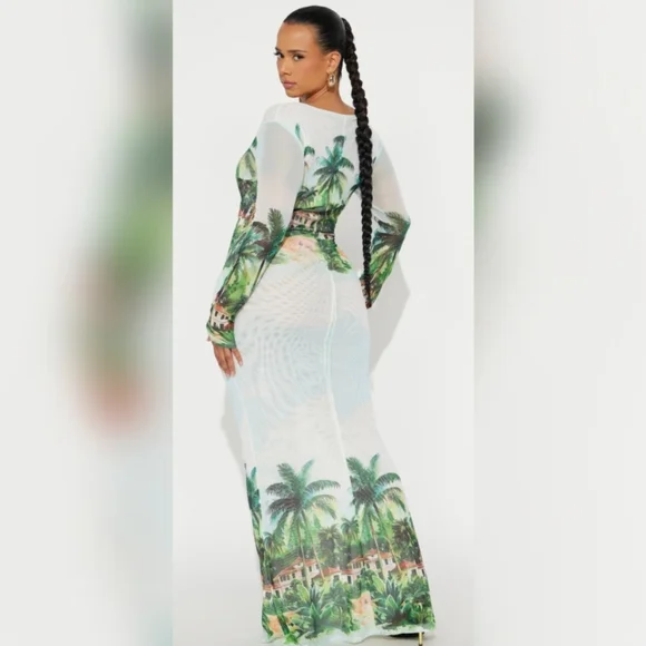 FASHION NOVA CURVE PARADISO MESH MAXI DRESS SIZE 1X NWT - Picture 2 of 4